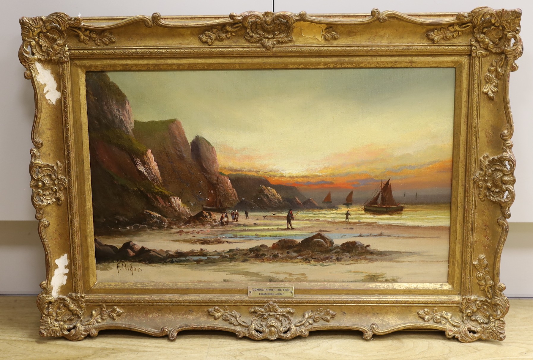 Frank Hyder (1861-1933), oil on canvas, 'Coming in with the tide', c.1900, signed, 29 x 49cm